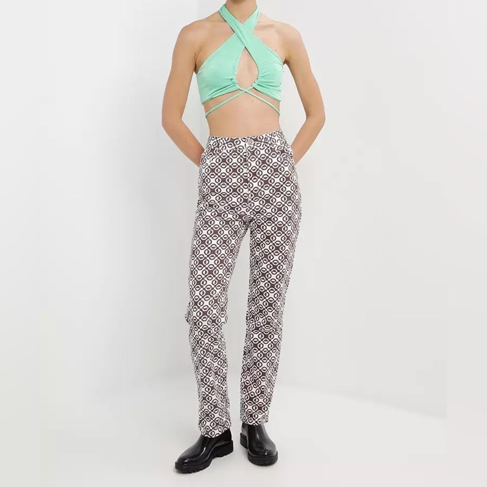 {Peppermayo} "Electric Avenue" Retro Geometric Straight Leg Denim Jeans